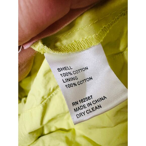 EDUN CHOI X RTR Neon Green 100% Cotton Scoop Neck Poplin Midi Dress Size 2 - Picture 10 of 15
